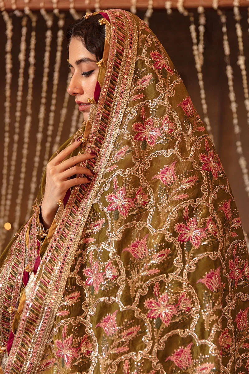 Pakistani Wedding Dress in Gharara Kameez Dupatta Style