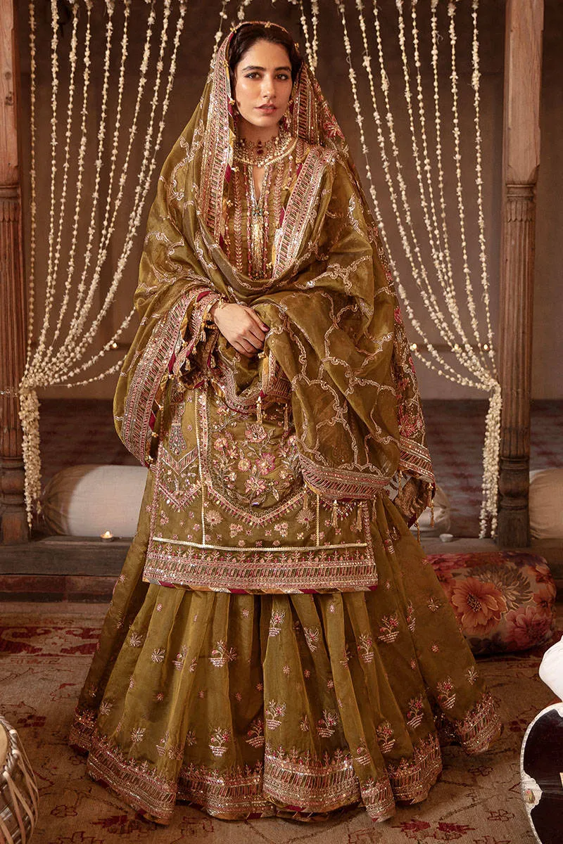 Pakistani Wedding Dress in Gharara Kameez Dupatta Style