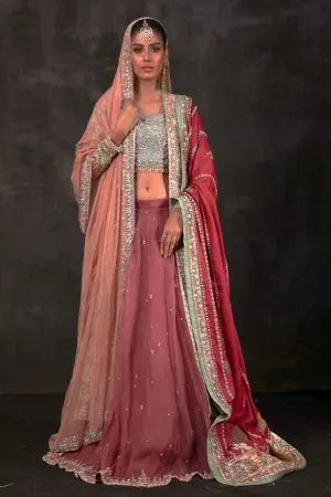 Pakistani Wedding Dress in Lehenga Choli Dupatta Style