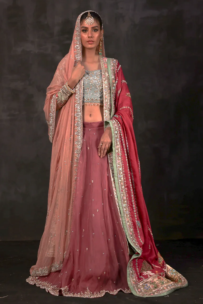 Pakistani Wedding Dress in Lehenga Choli Dupatta Style