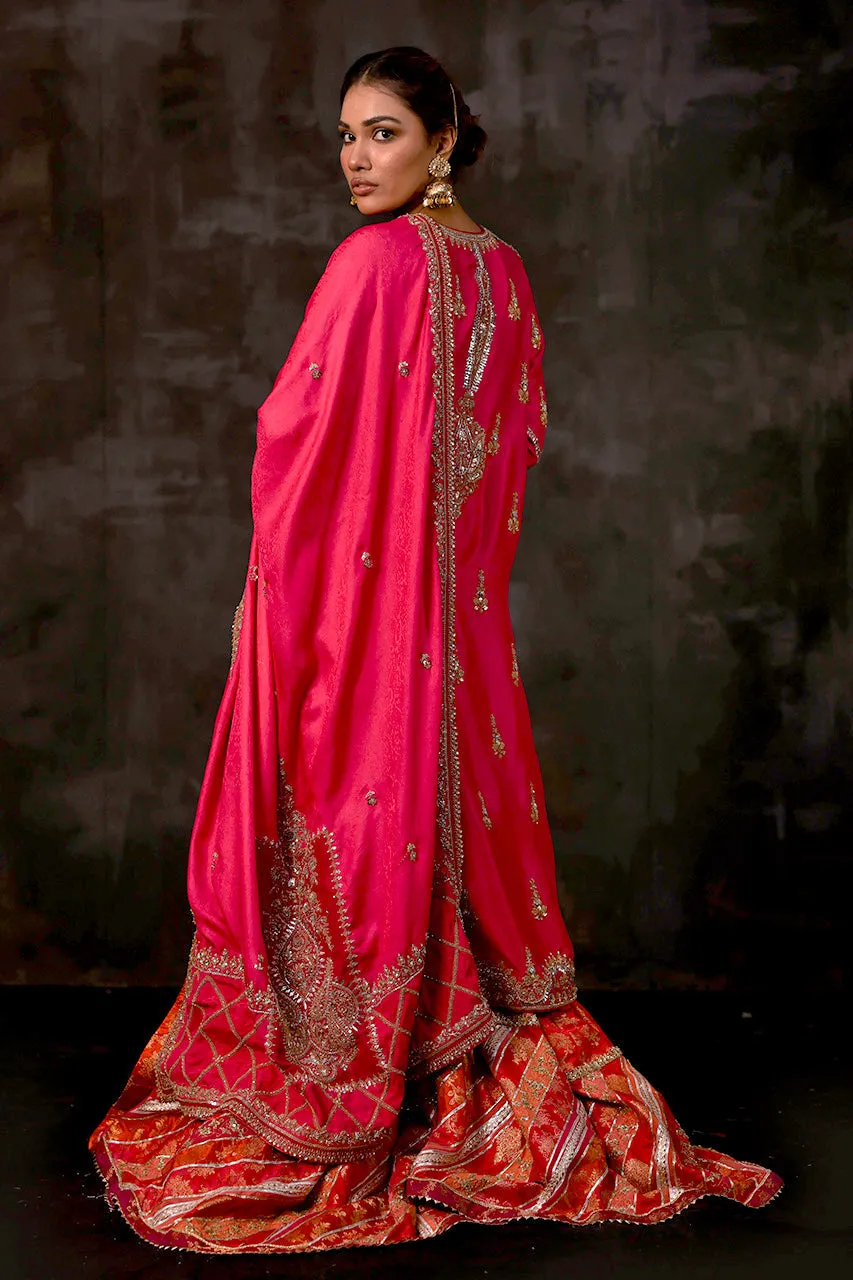 Pakistani Wedding Dress in Pink Gharara Kameez Style