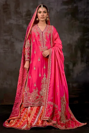 Pakistani Wedding Dress in Pink Gharara Kameez Style