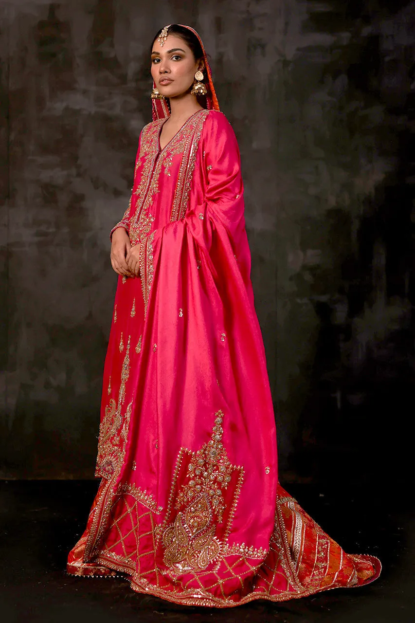 Pakistani Wedding Dress in Pink Gharara Kameez Style