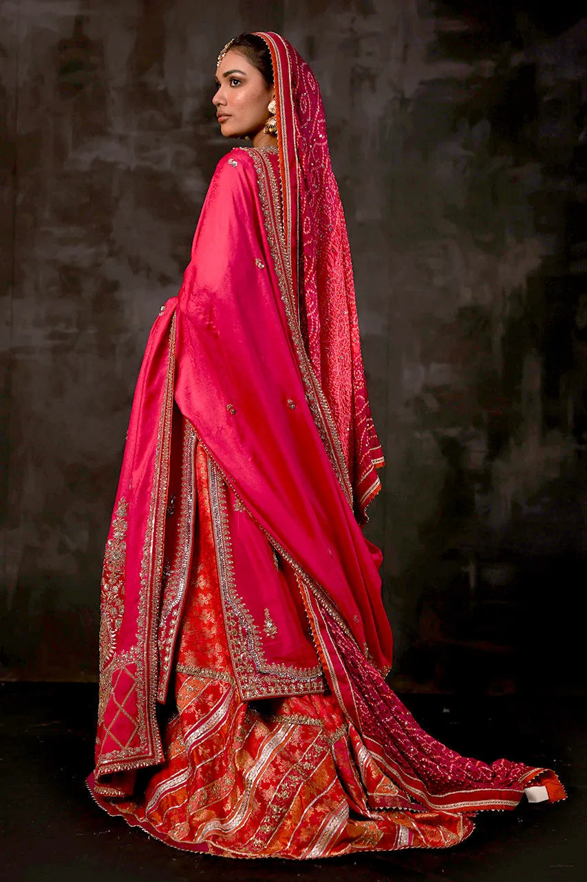 Pakistani Wedding Dress in Pink Gharara Kameez Style
