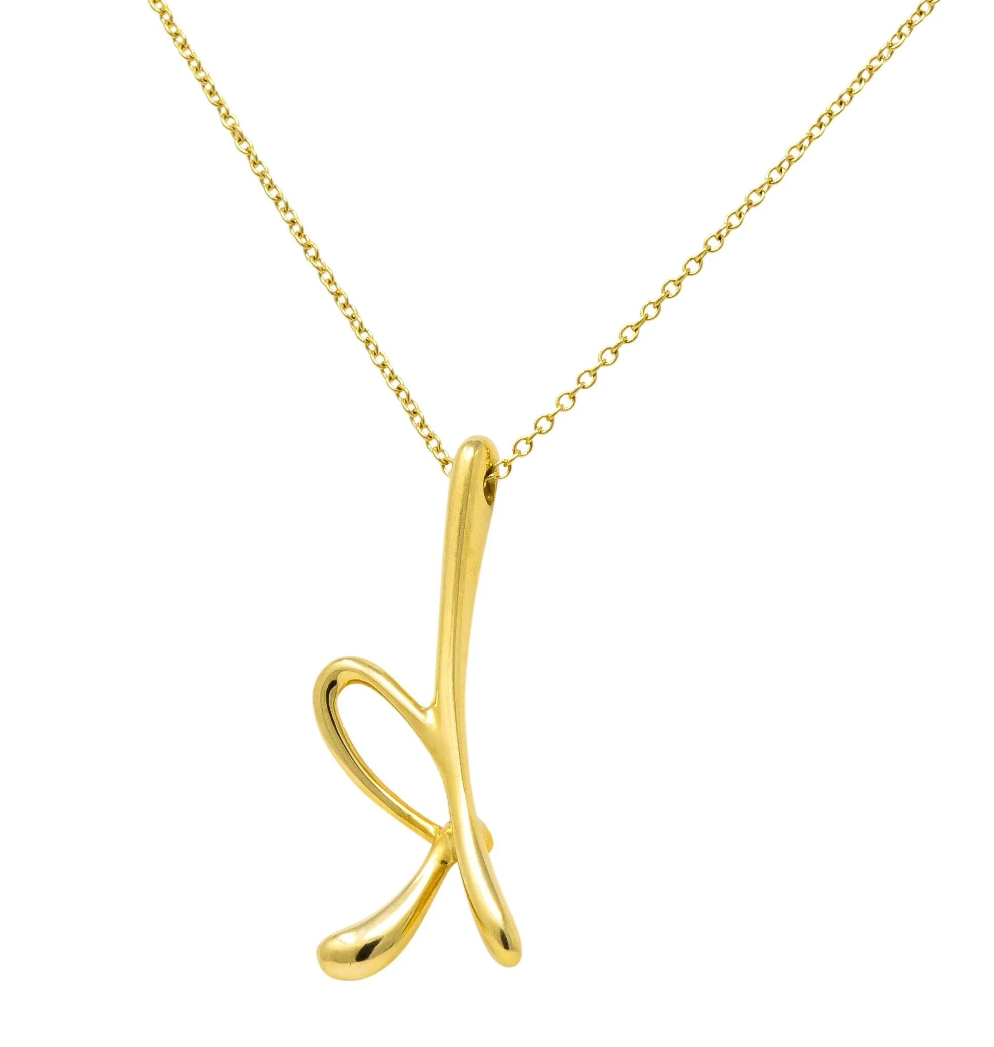 Paloma Picasso Tiffany & Co. 18 Karat Gold Letter K Pendant Necklace