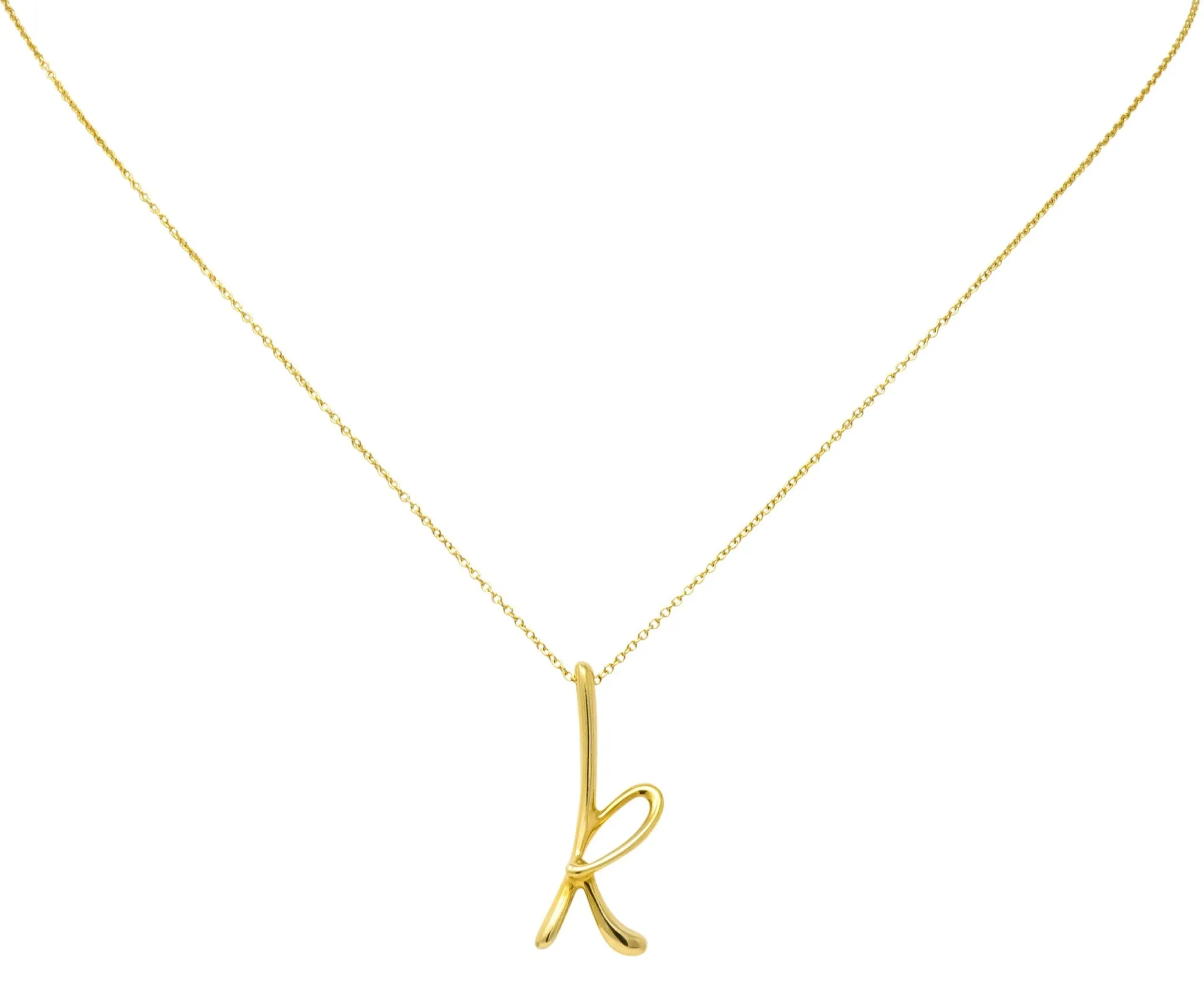 Paloma Picasso Tiffany & Co. 18 Karat Gold Letter K Pendant Necklace