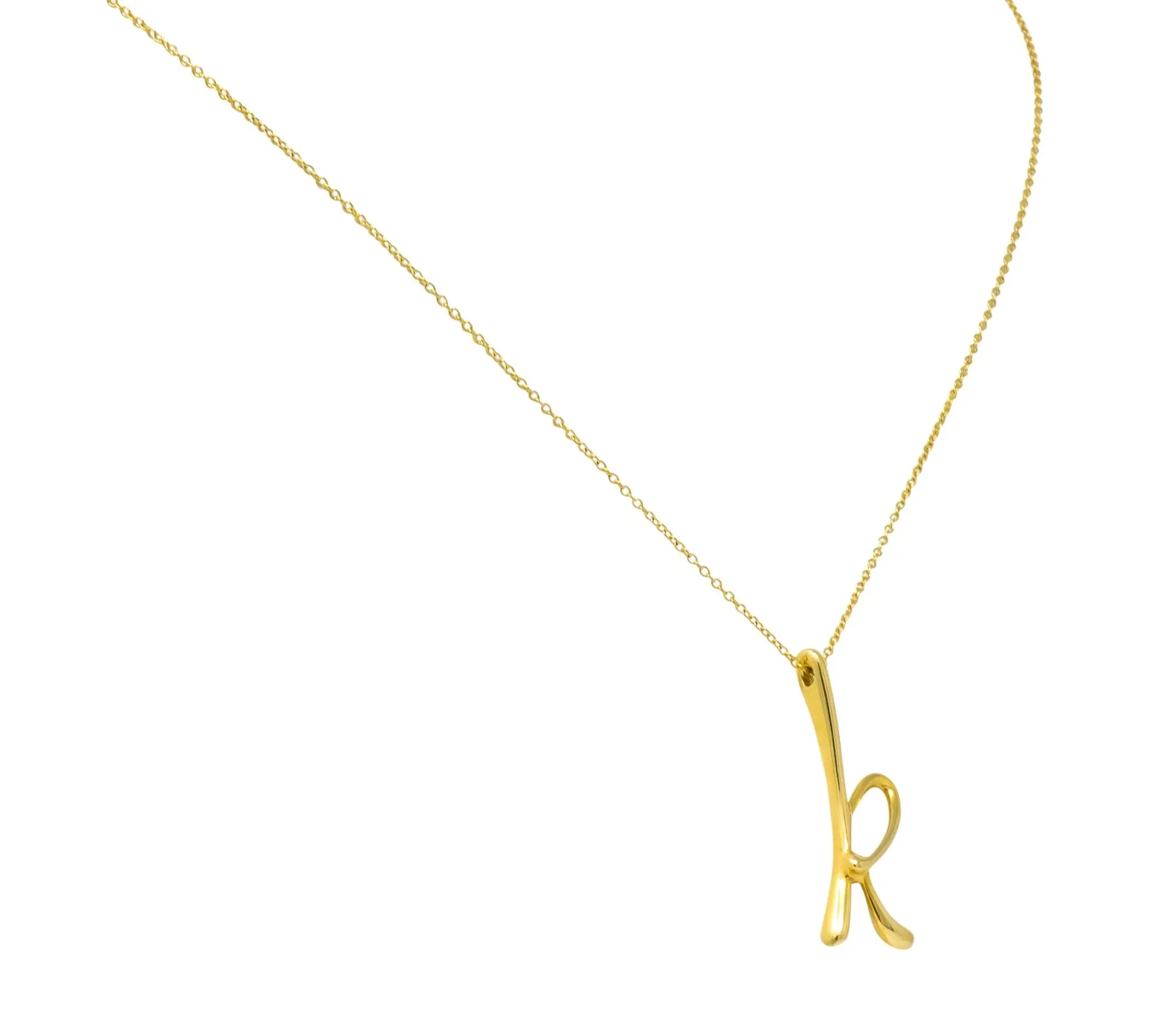Paloma Picasso Tiffany & Co. 18 Karat Gold Letter K Pendant Necklace