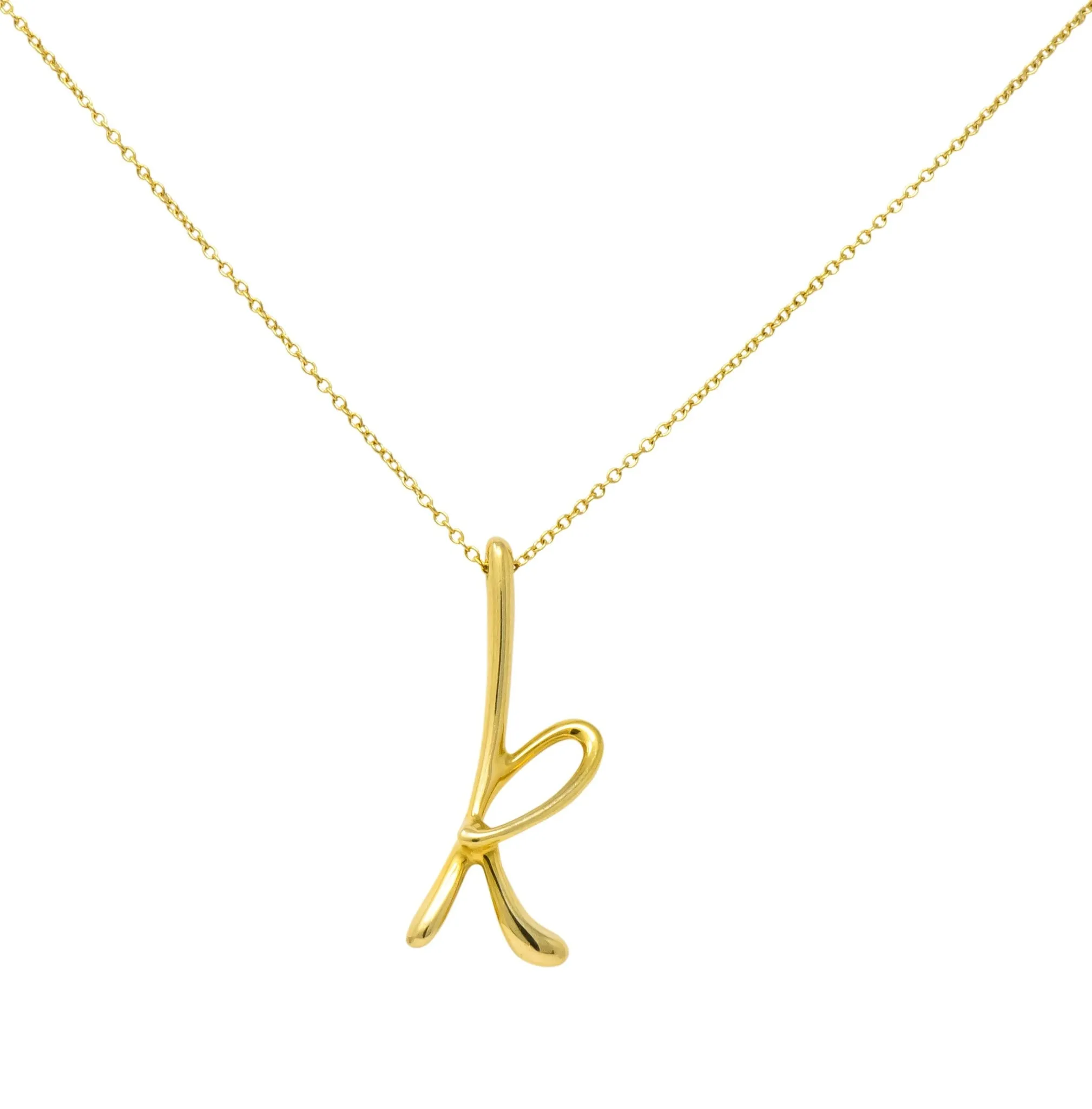 Paloma Picasso Tiffany & Co. 18 Karat Gold Letter K Pendant Necklace