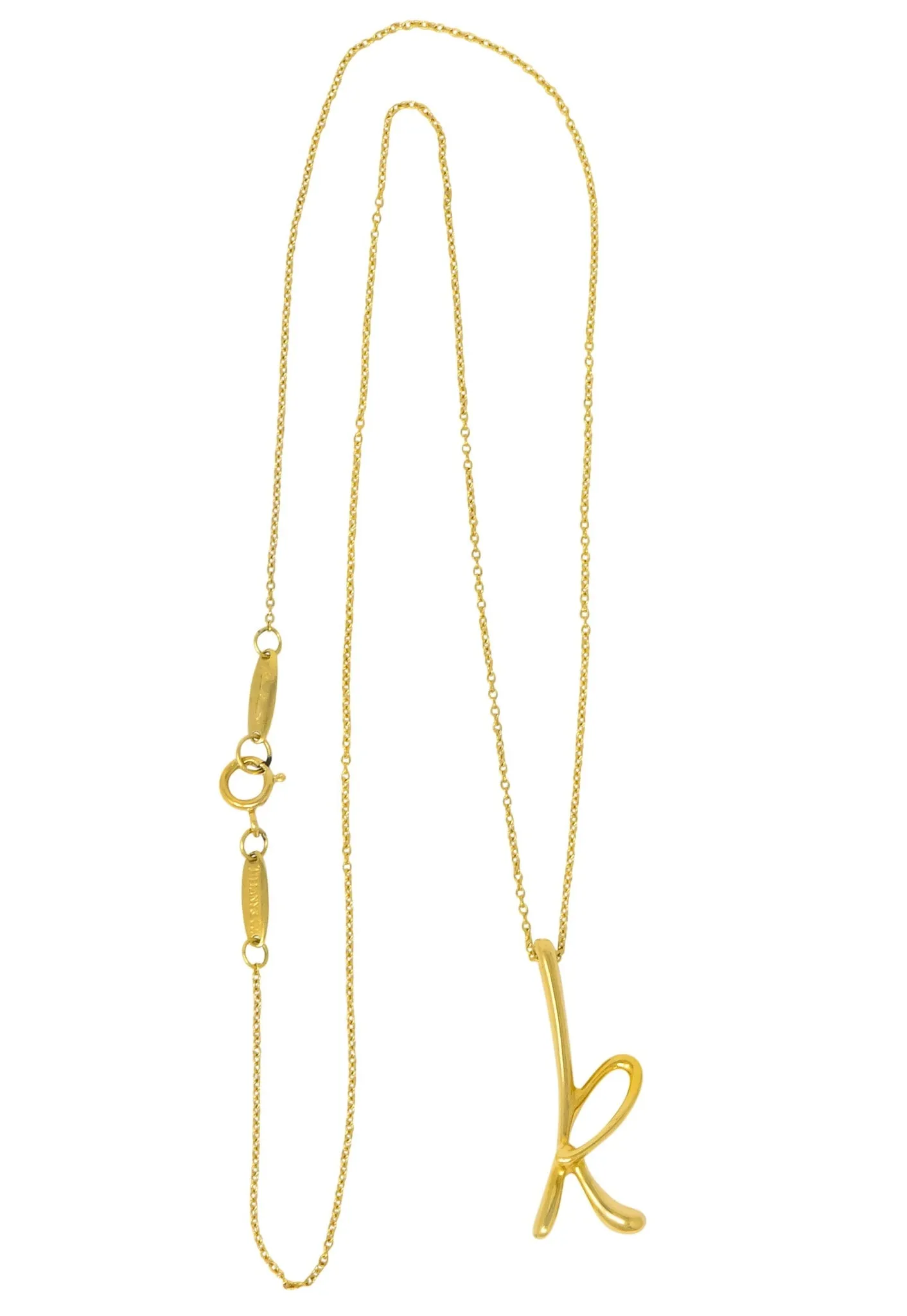 Paloma Picasso Tiffany & Co. 18 Karat Gold Letter K Pendant Necklace