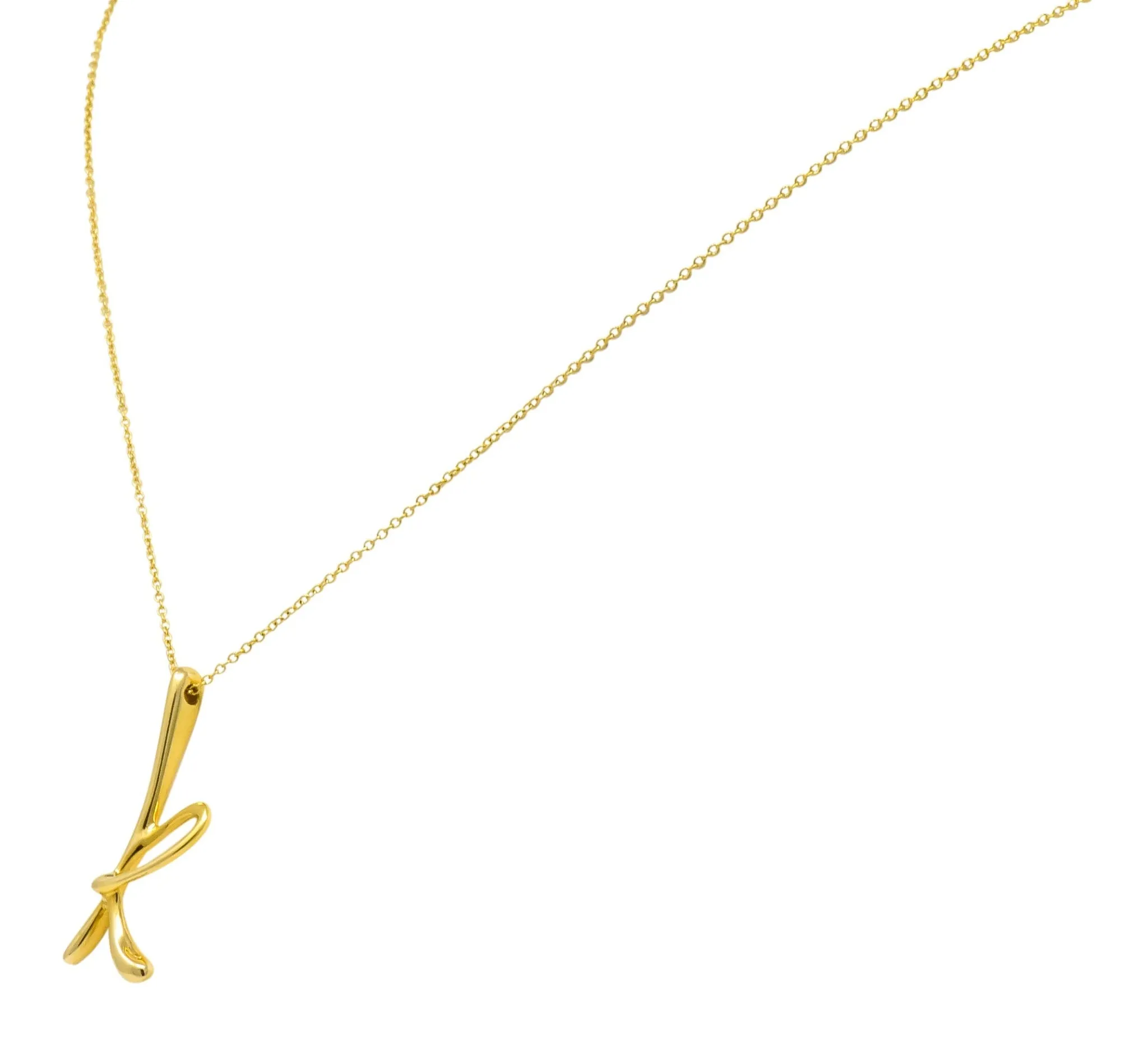 Paloma Picasso Tiffany & Co. 18 Karat Gold Letter K Pendant Necklace