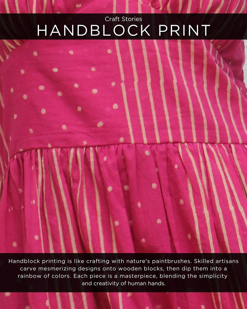 Pankhuri Blockprinted Cotton Kurta Set - Flower Girl