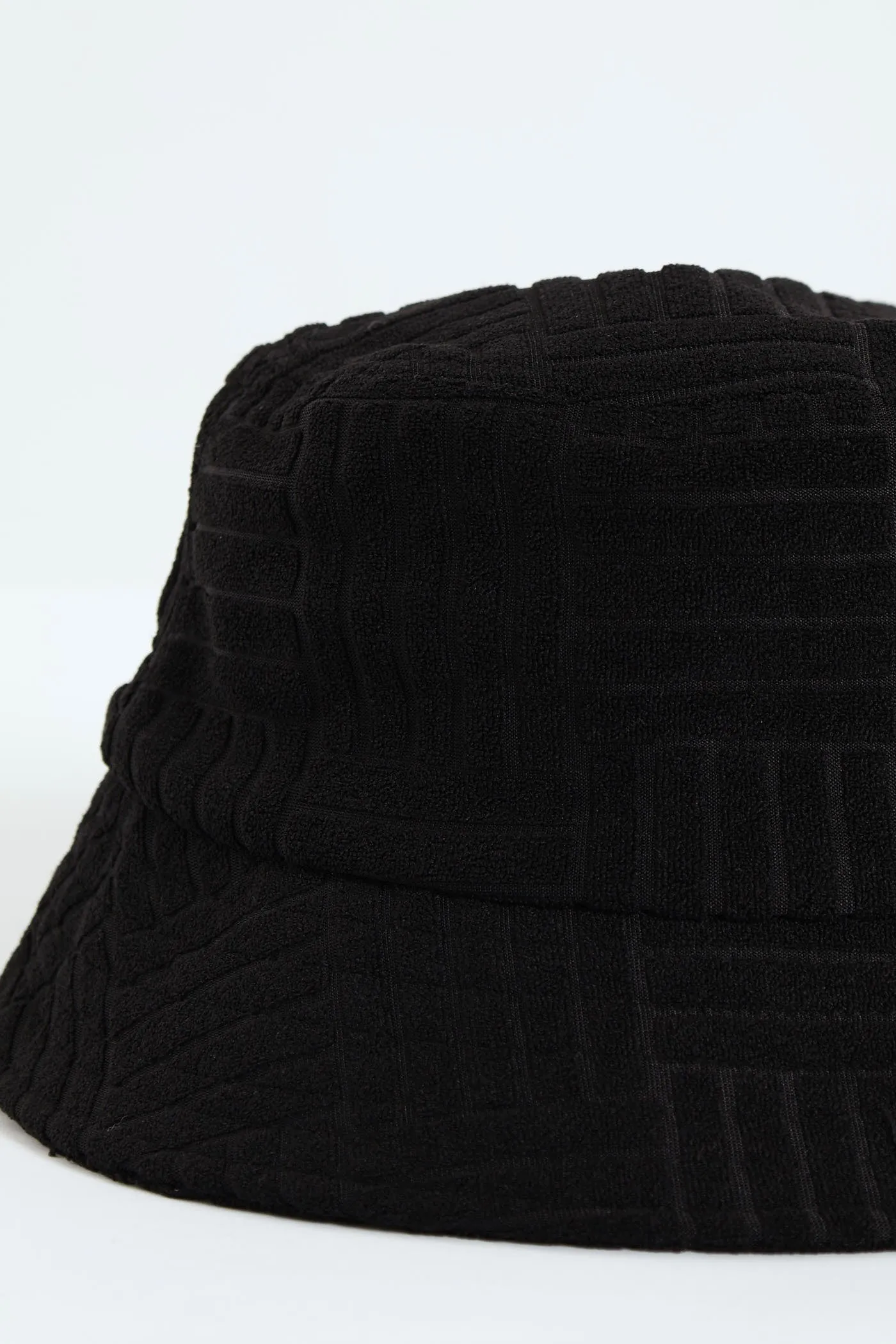 Pattern Towelling Bucket Hat - Black