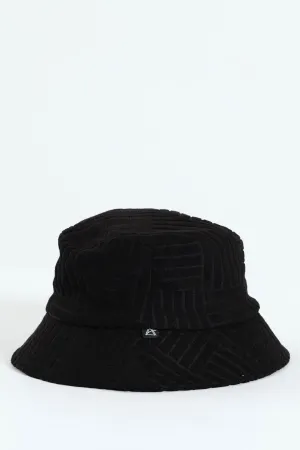 Pattern Towelling Bucket Hat - Black