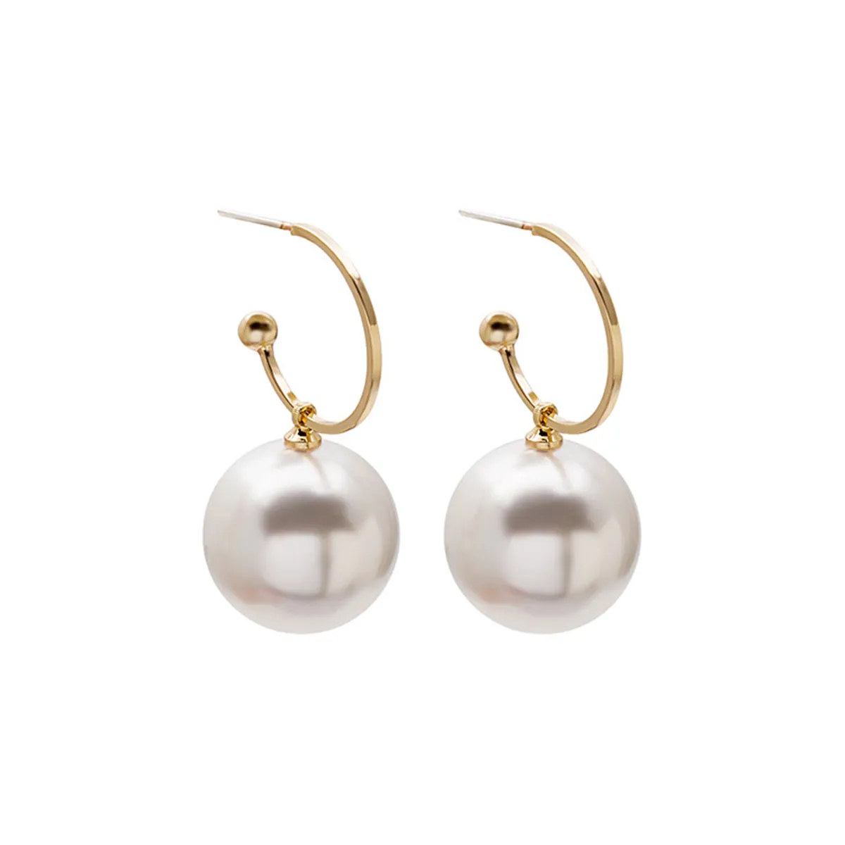 Pearl & 18K Gold-Plated Huggie Earrings