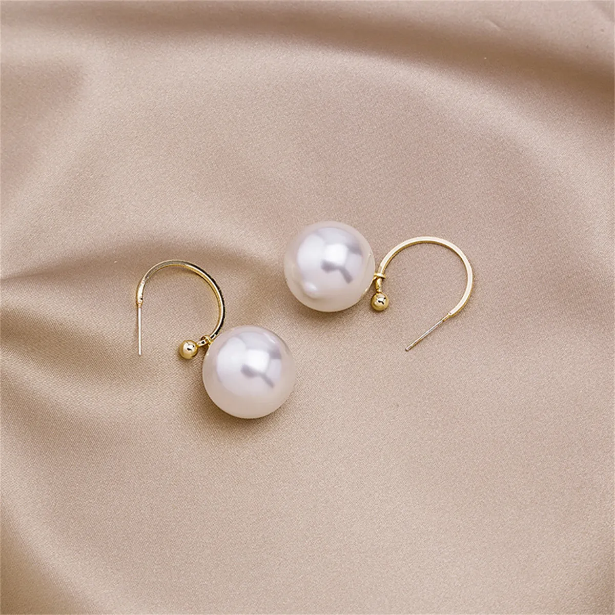 Pearl & 18K Gold-Plated Huggie Earrings