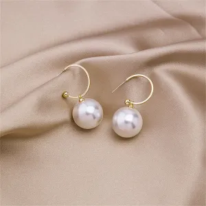 Pearl & 18K Gold-Plated Huggie Earrings