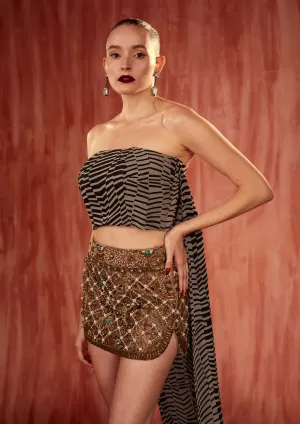 Pearl jewelled cutwork skirt