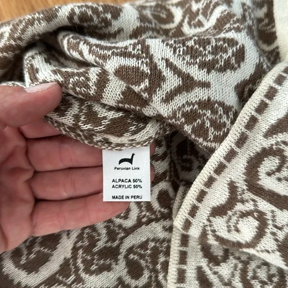 Peruvian Link Women's Monterey Cardigan Sz Small Alpaca Collection Camel Cozy