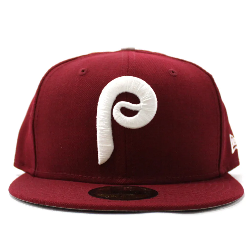 Philadelphia Phillies 1970 New Era 59Fifty Fitted Hat (Cardinal Gray Under Brim)