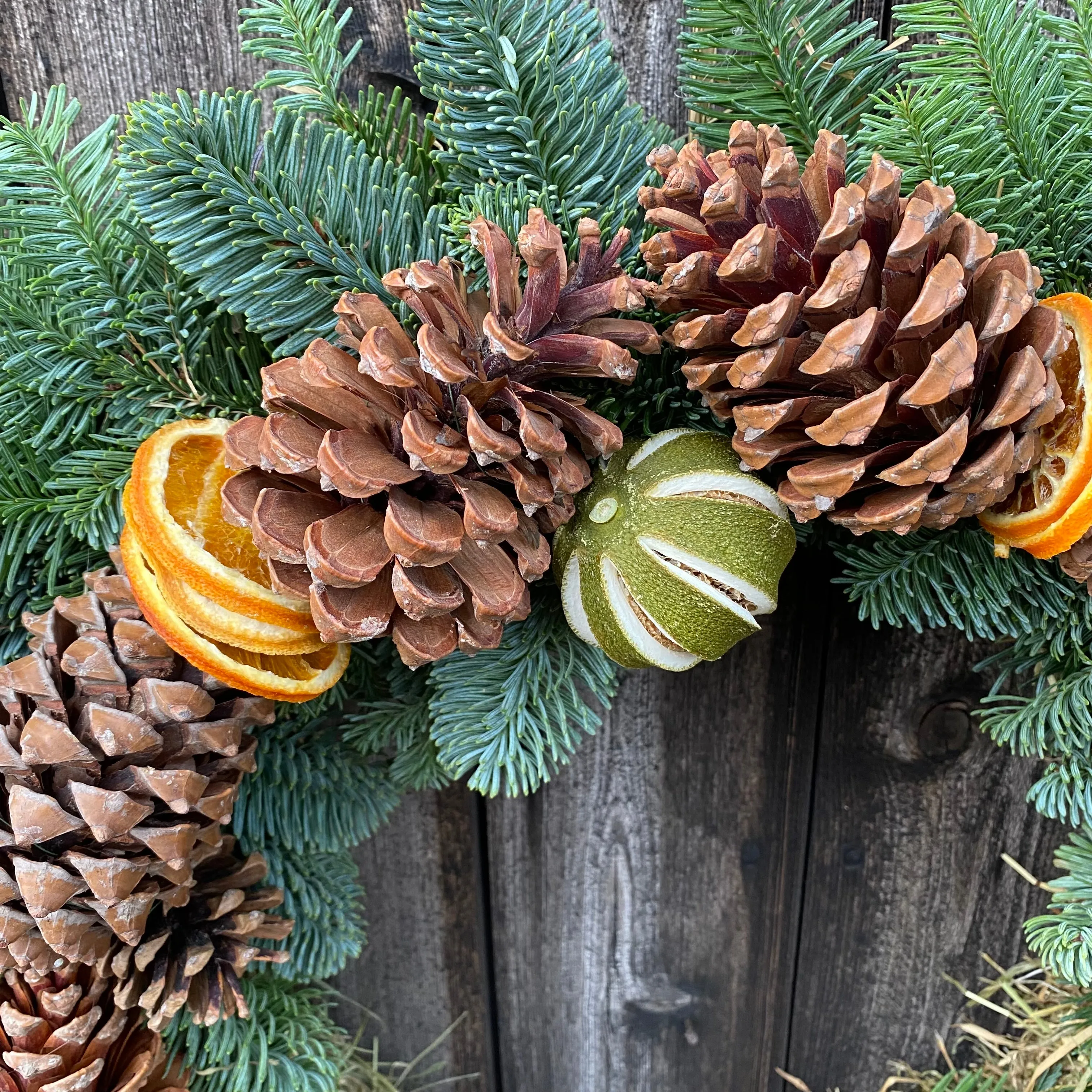 Pine Cone and Hessian Door Wreath