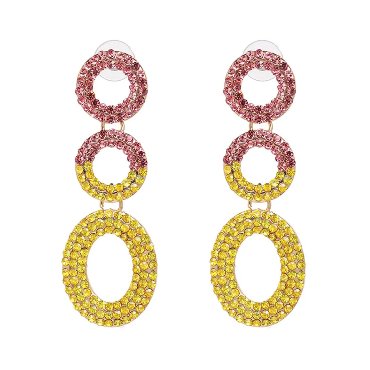 Pink Cubic Zirconia & 18K Gold-Plated Circle Drop Earrings