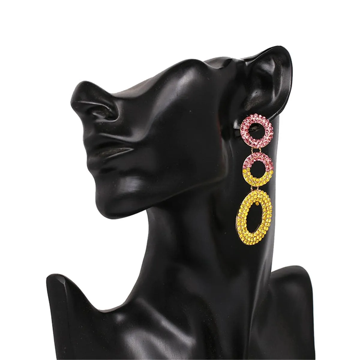 Pink Cubic Zirconia & 18K Gold-Plated Circle Drop Earrings