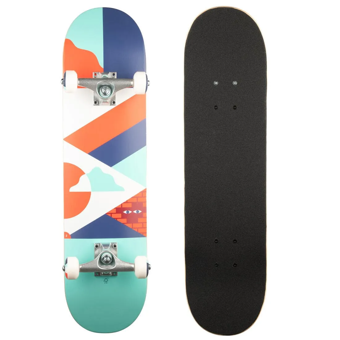 PLANCHE DE SKATE ENFANT 8 - 12 ANS CP100 MID GEOMETRIC TAILLE 7.6"