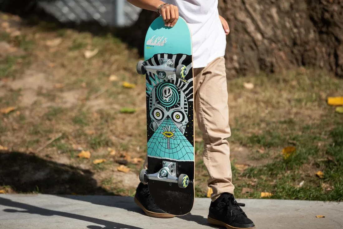PLANCHE DE SKATE ENFANT 8 - 12 ANS CP100 MID GEOMETRIC TAILLE 7.6"