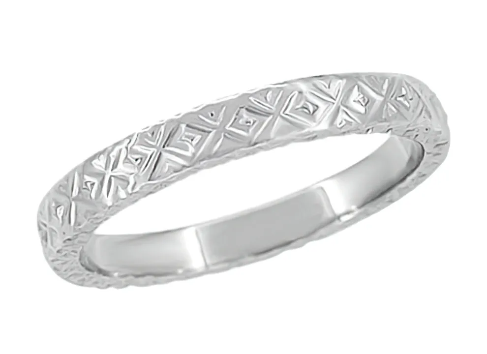 Platinum 1950's Mid Century Modern Antique Style Sculptural Wedding Band
