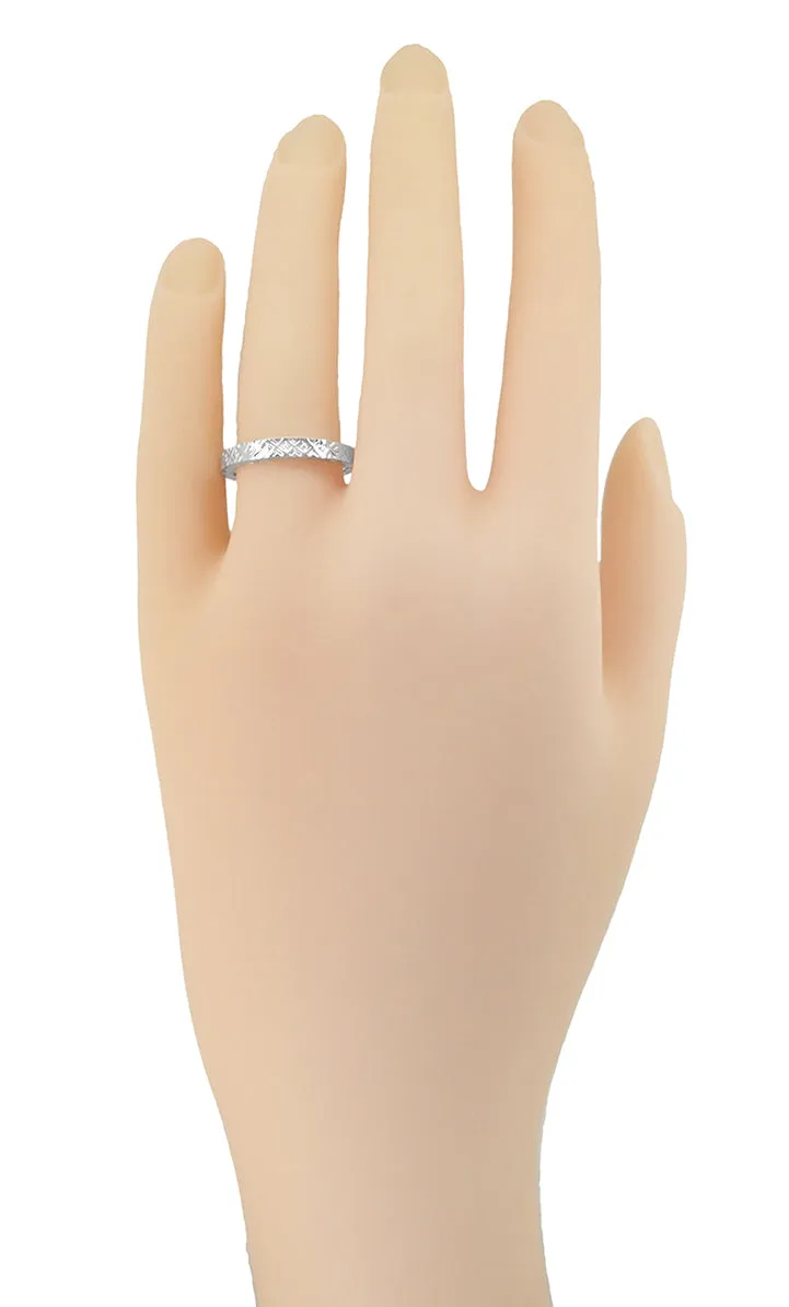 Platinum 1950's Mid Century Modern Antique Style Sculptural Wedding Band