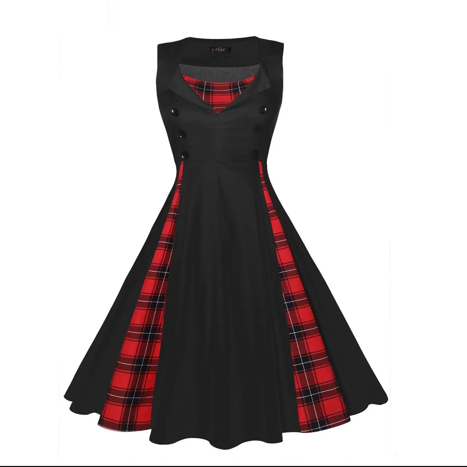 Plus Size Women's Retro Vintage Dress 50s 60s Rockabilly Style Party Midi Dresses