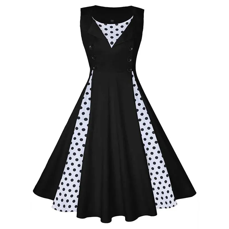 Plus Size Women's Retro Vintage Dress 50s 60s Rockabilly Style Party Midi Dresses