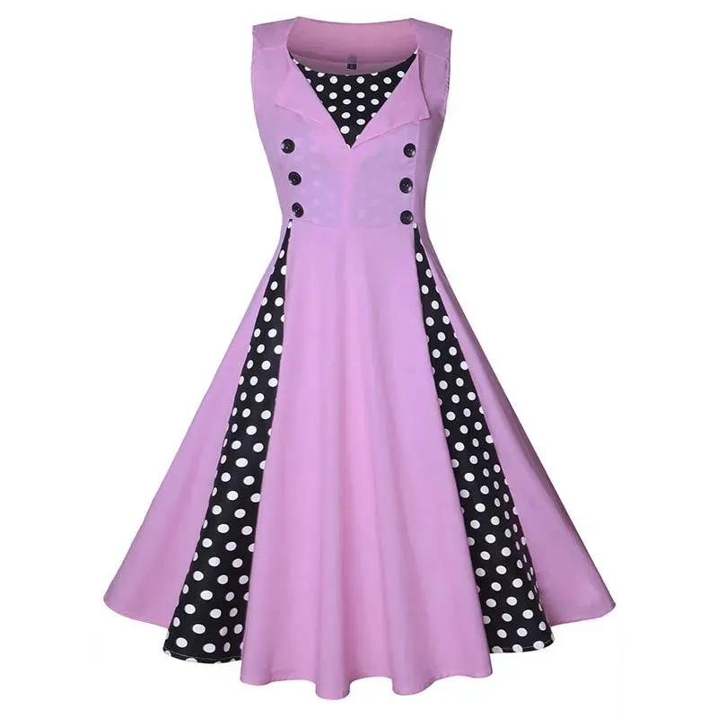 Plus Size Women's Retro Vintage Dress 50s 60s Rockabilly Style Party Midi Dresses