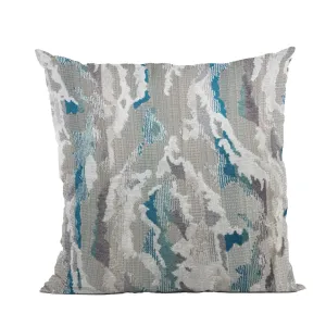 Plutus Glacier Rift iKat Blue Gray Velvet Luxury Throw Pillow