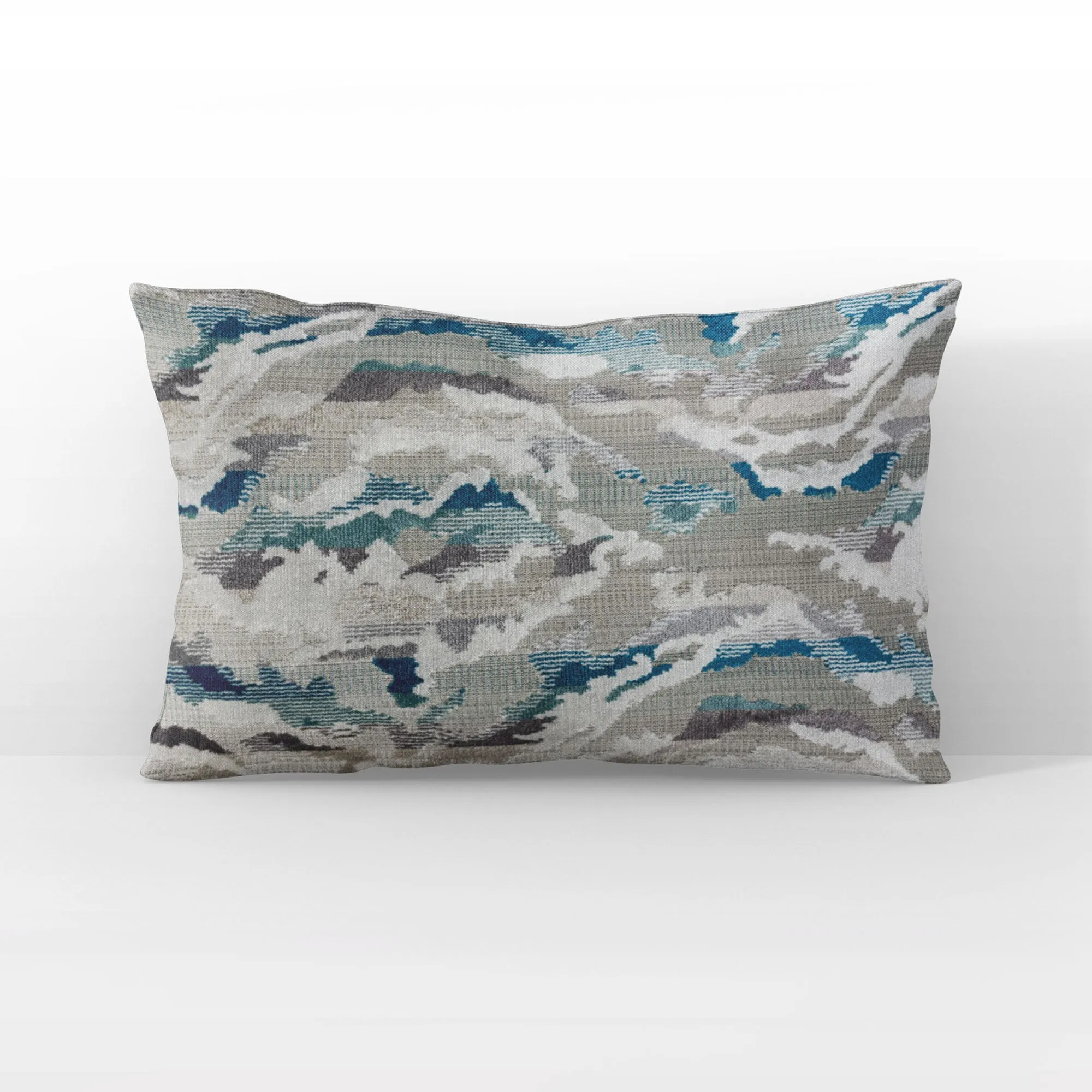Plutus Glacier Rift iKat Blue Gray Velvet Luxury Throw Pillow