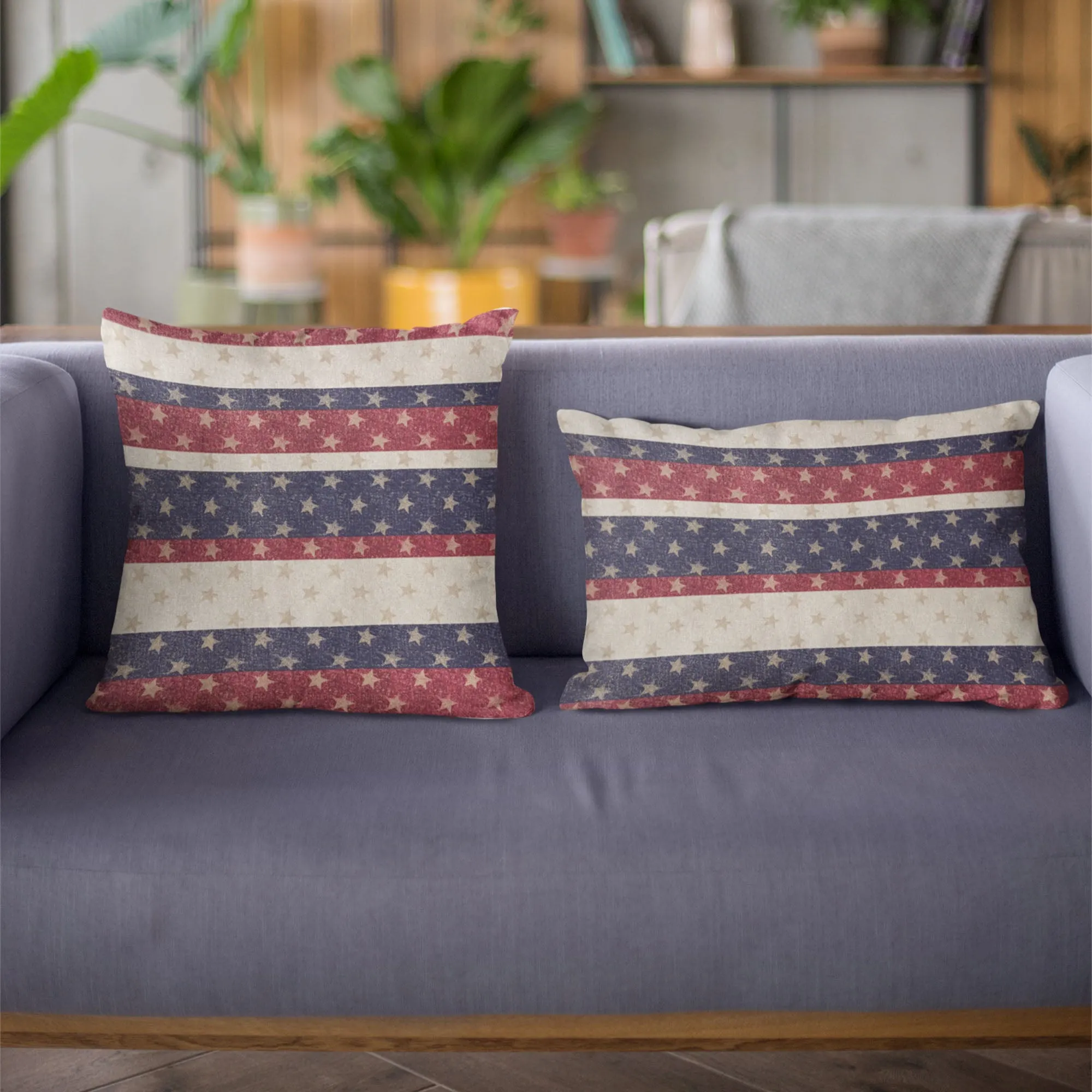 Plutus Stars and Stripes Handmade USA Flag Pillow