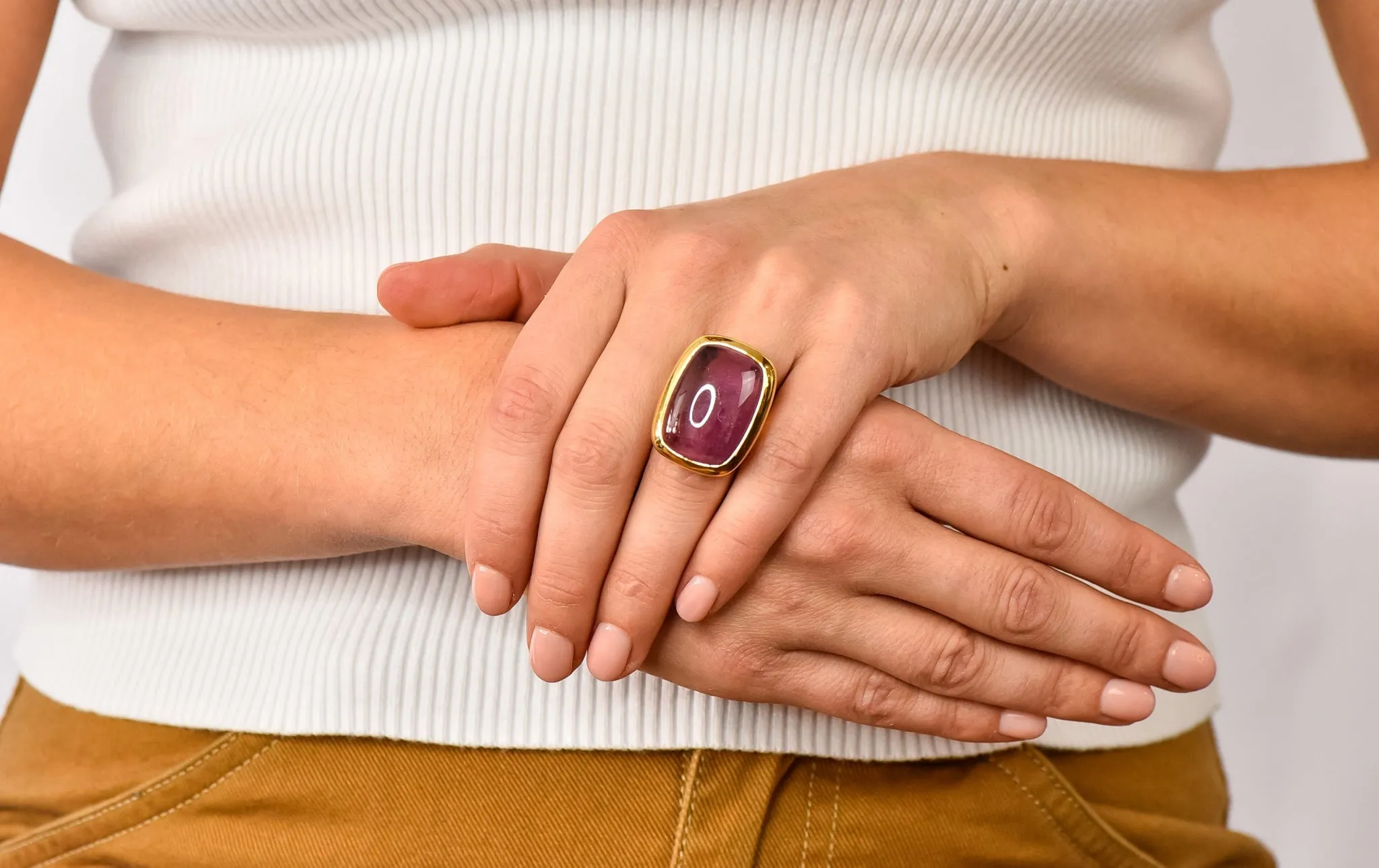 Pomellato Italian Pink Tourmaline 18 Karat Gold Contemporary Statement Ring