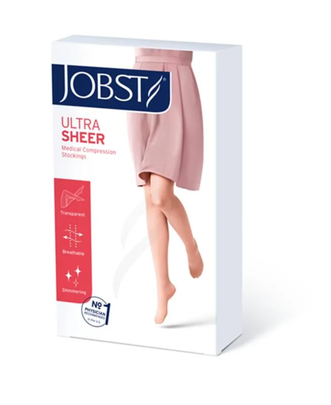 PR/1 JOBST ULTRASHEER WOMEN, THIGH HIGH, 15-20MMHG, MD, BLACK, CLOSED TOE