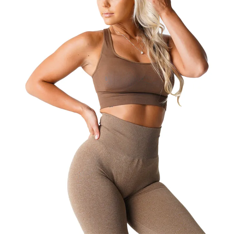 Premium Ignite Seamless Sports Bra – Low-Medium Impact, Breathable Elastic Fitness Top with Back Strap Design, Compressive Waistband & Removable Pads for Support