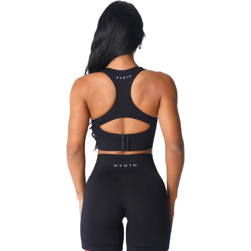 Premium Ignite Seamless Sports Bra – Low-Medium Impact, Breathable Elastic Fitness Top with Back Strap Design, Compressive Waistband & Removable Pads for Support
