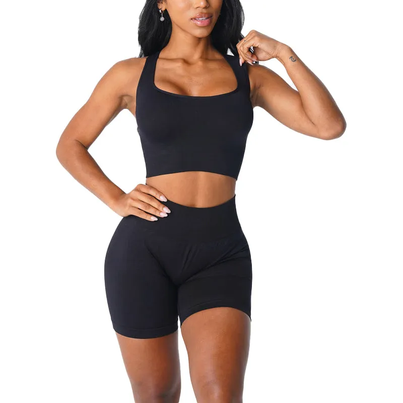 Premium Ignite Seamless Sports Bra – Low-Medium Impact, Breathable Elastic Fitness Top with Back Strap Design, Compressive Waistband & Removable Pads for Support