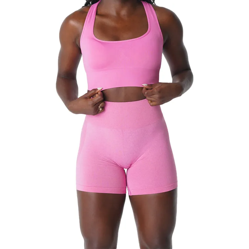 Premium Ignite Seamless Sports Bra – Low-Medium Impact, Breathable Elastic Fitness Top with Back Strap Design, Compressive Waistband & Removable Pads for Support