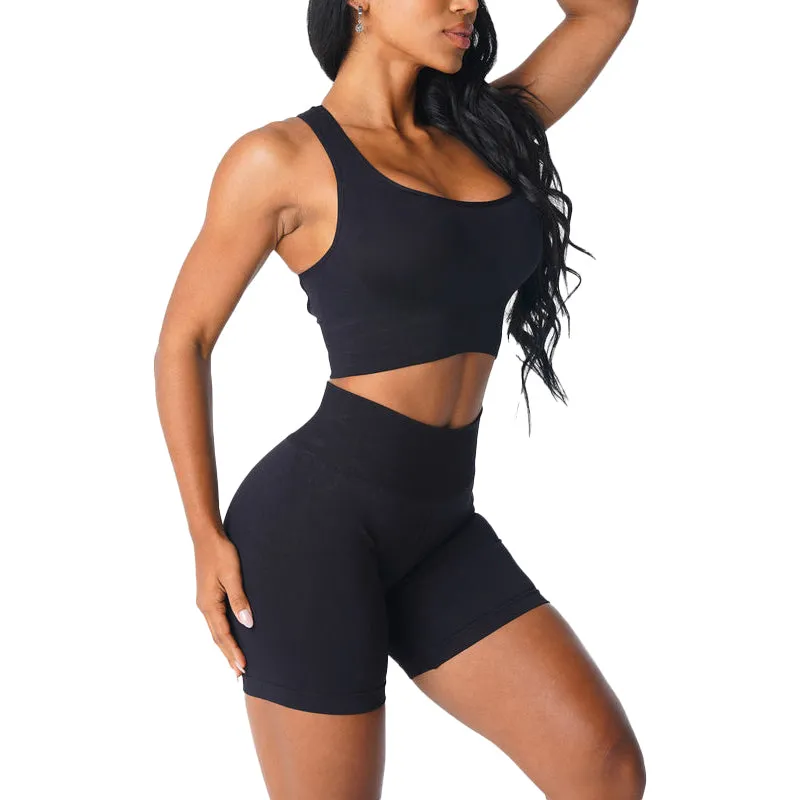 Premium Ignite Seamless Sports Bra – Low-Medium Impact, Breathable Elastic Fitness Top with Back Strap Design, Compressive Waistband & Removable Pads for Support