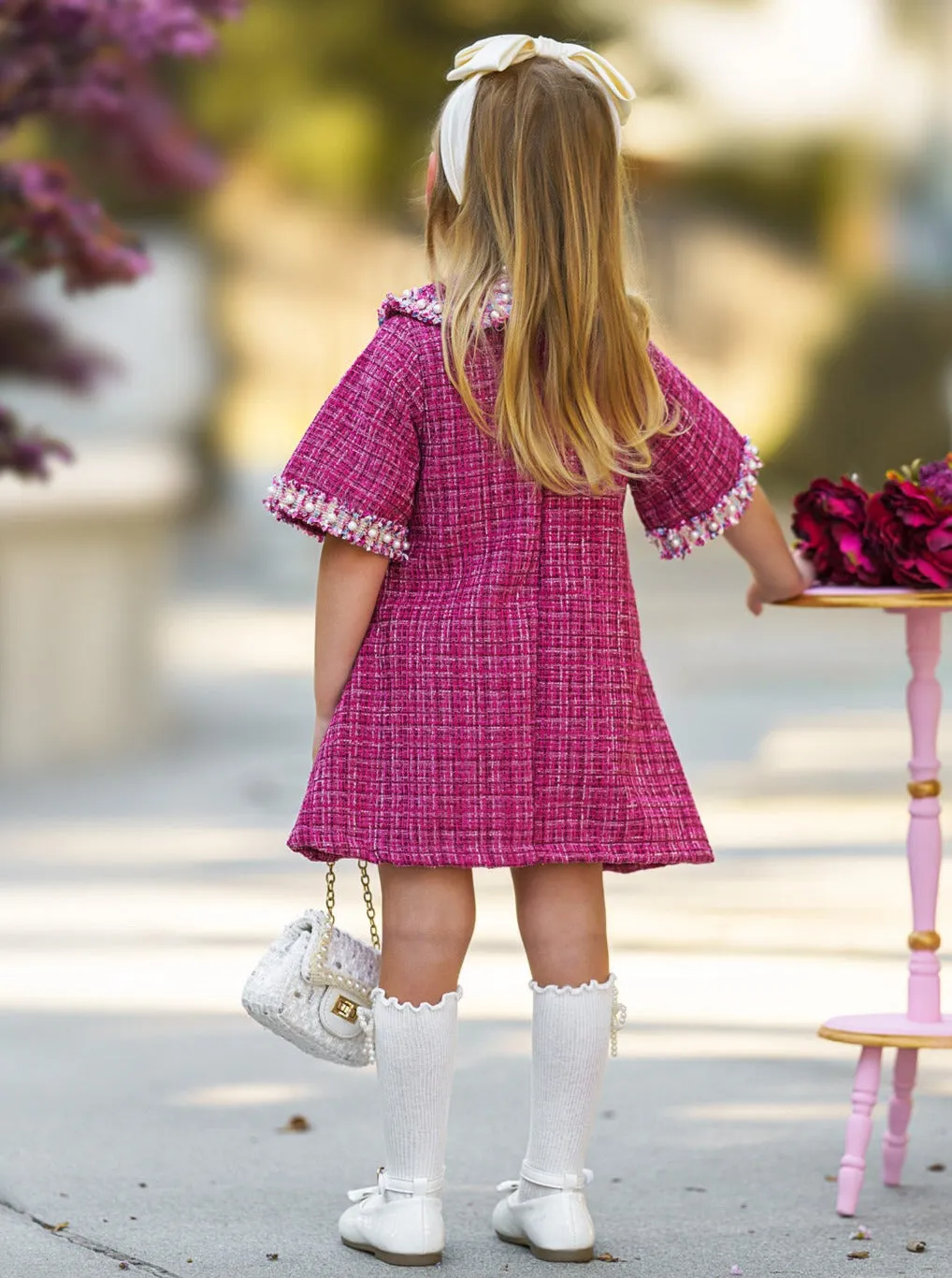 Prettiest Doll Berry Red Tweed Dress