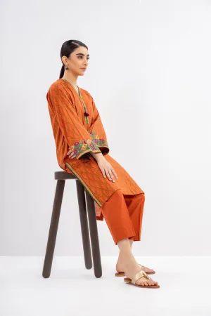 Printed Embroidered Silk Kurti