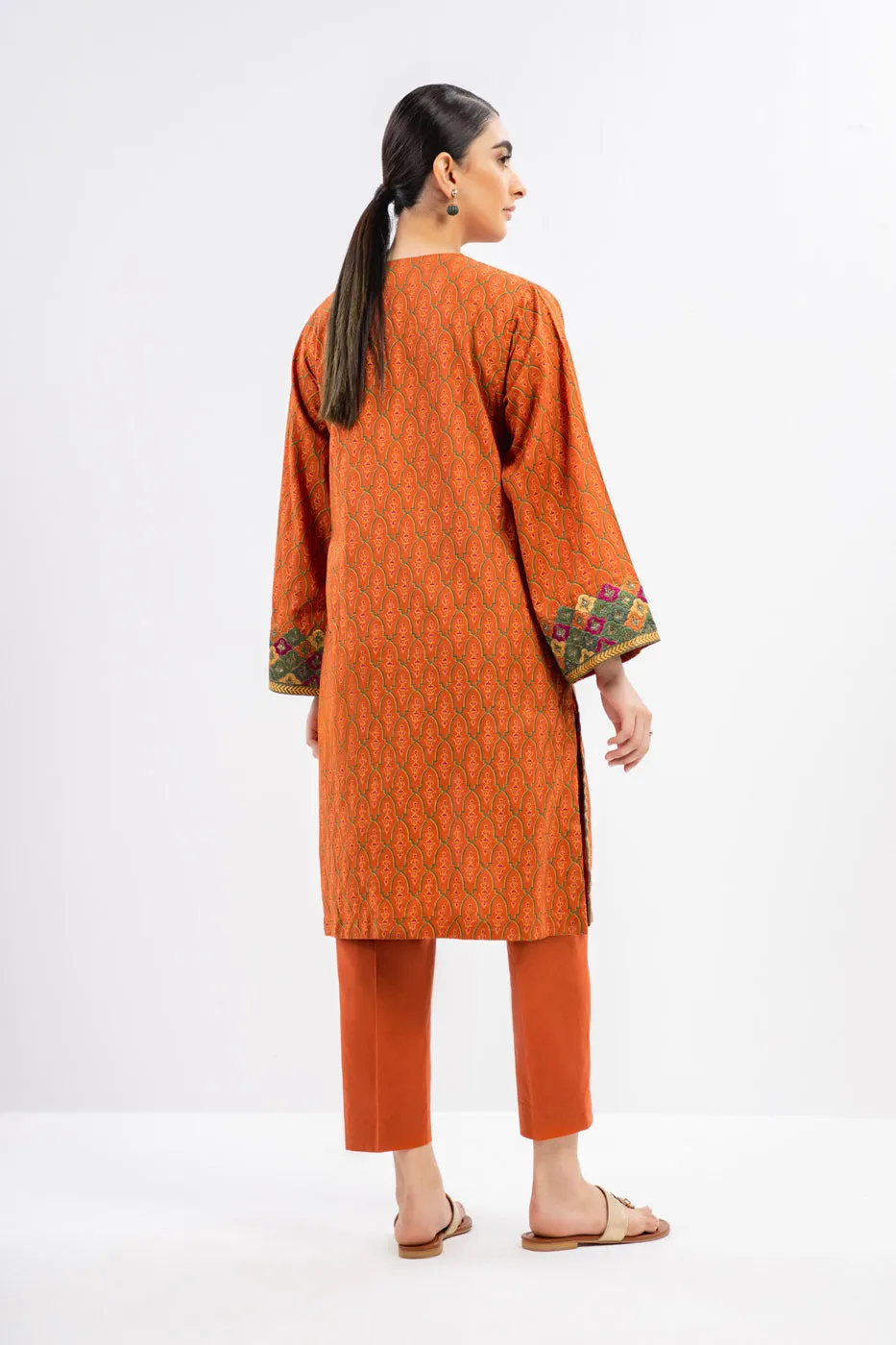 Printed Embroidered Silk Kurti
