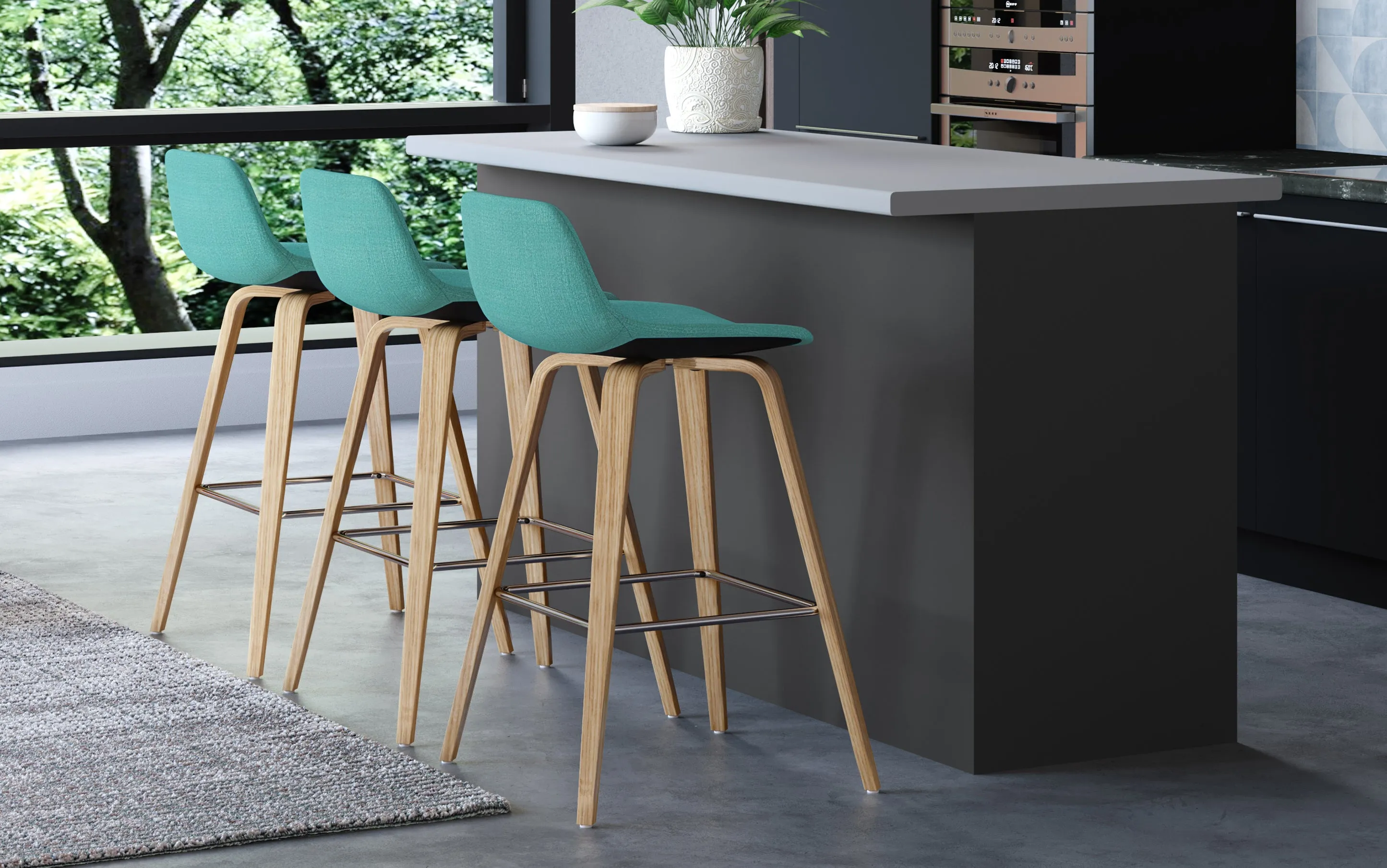 Randolph Bentwood Counter Height Stool (Set of 2) in Oak Leg Color
