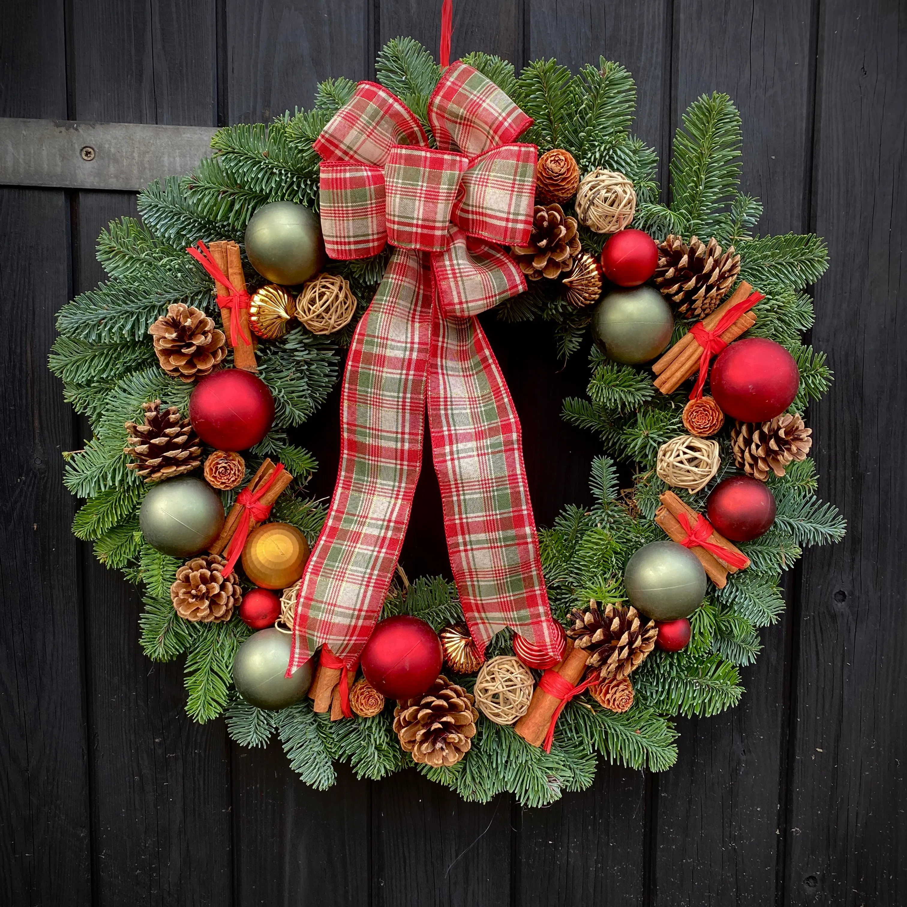 Red Tartan Christmas Door Wreath