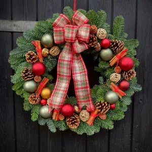 Red Tartan Christmas Door Wreath