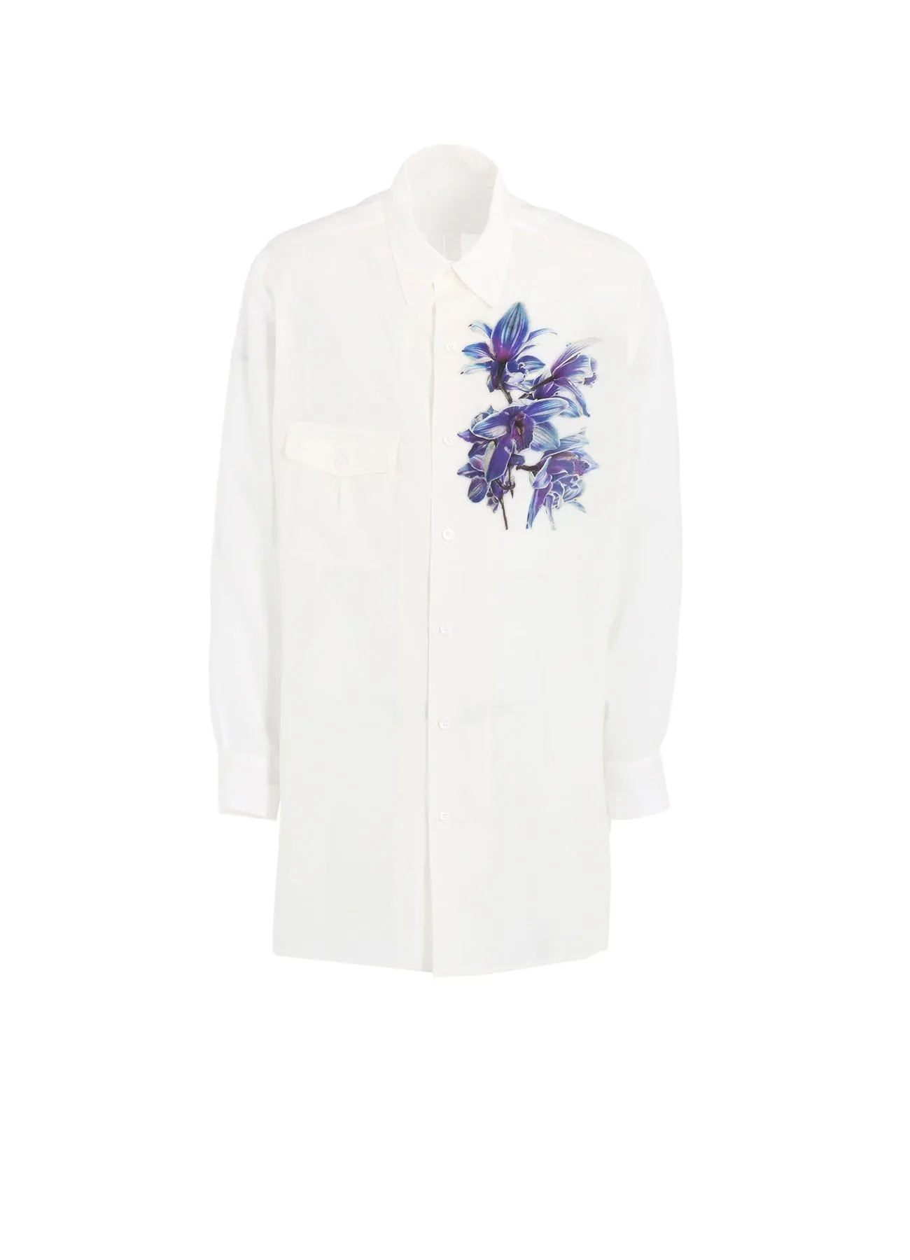REGULAR COLLAR SHIRT WITH BLUE FLOWER PRINT